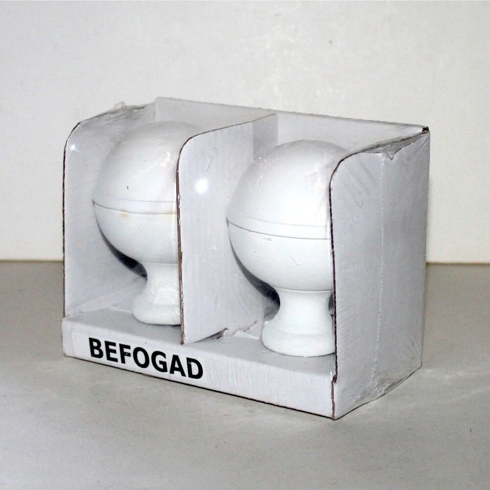 IKEA BEFOGAD 1 pair Finial Curtain rod white wood ball spherical NEW window